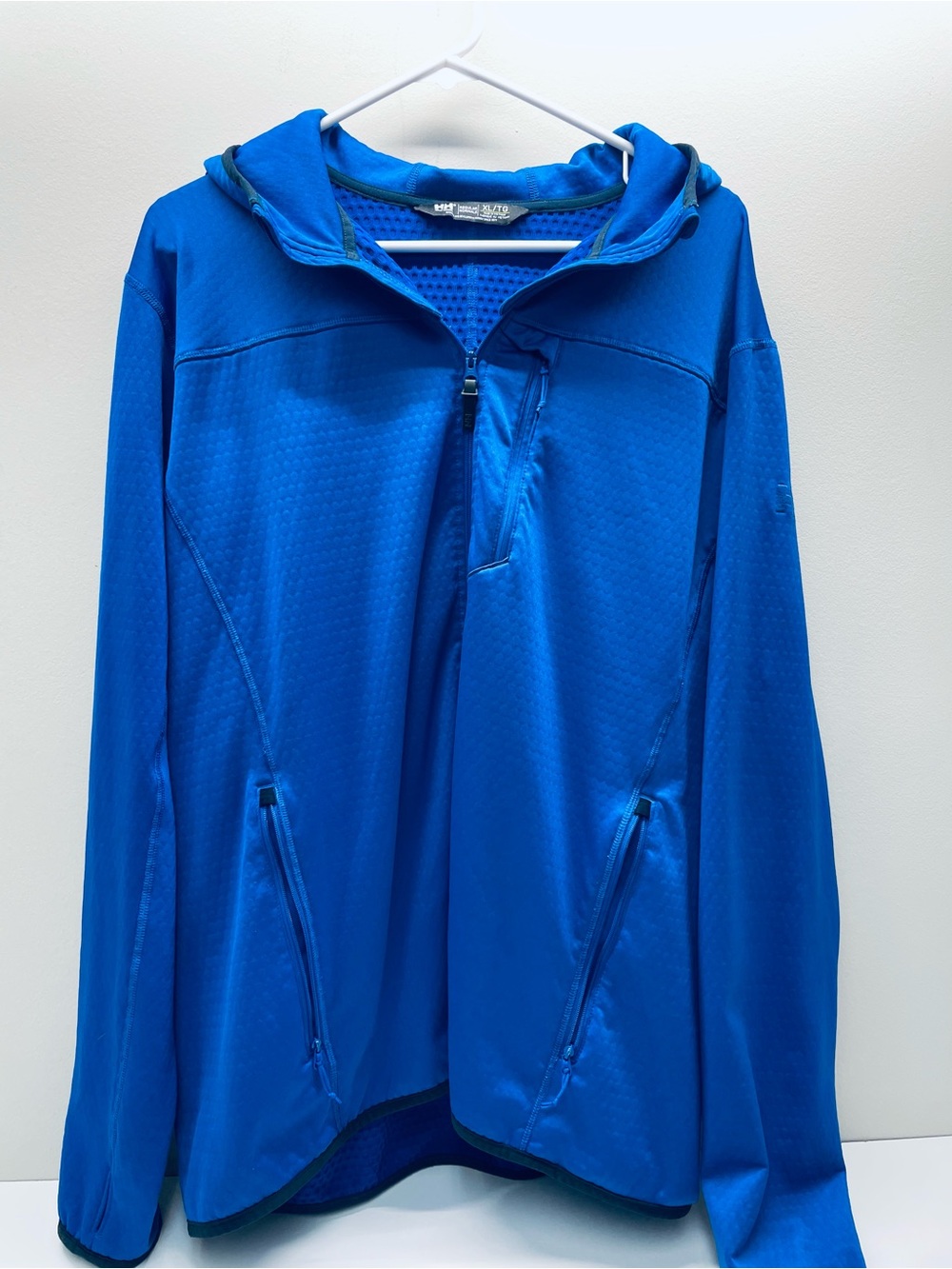 Helly Hansen Men's XL Vertex Half Zip Grid Fleece Hoodie Jacket Blue